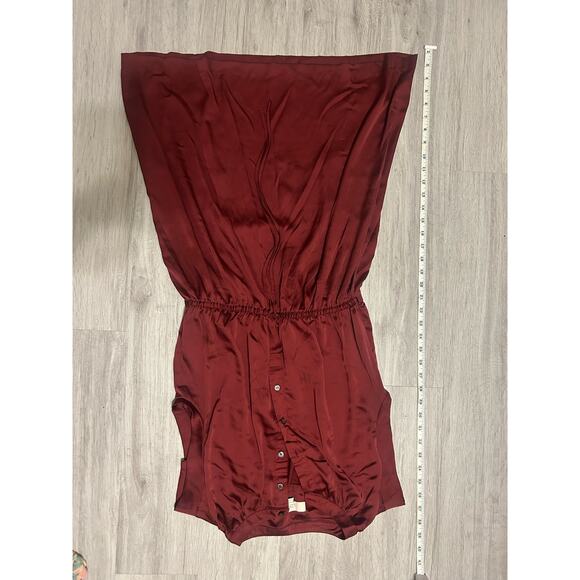 LOFT Button Down Shirtdress in Crimson Satin - Picture 5 of 6